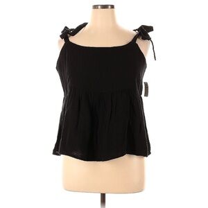 Old Navy Black 100% Cotton Tie Sleeve Peplum Tank Top